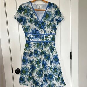 Coldwater Creek Blue and Green Floral Midi Dress 14